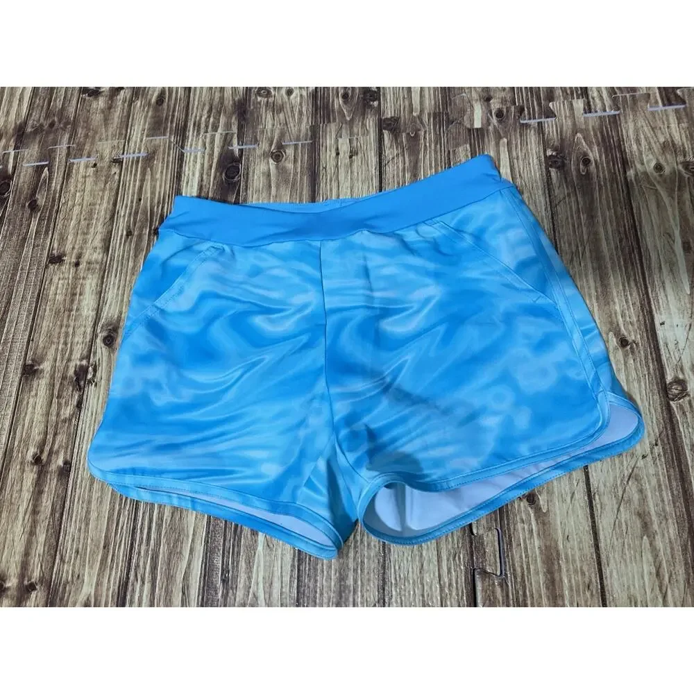 Lands End Kids Sweat Shorts Girls L 10-12 Ocean Blue